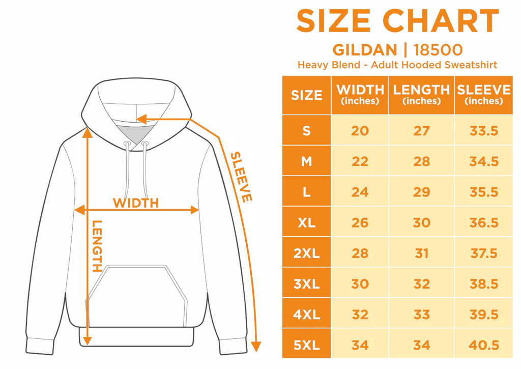 Gildan Hoodie Size Chart