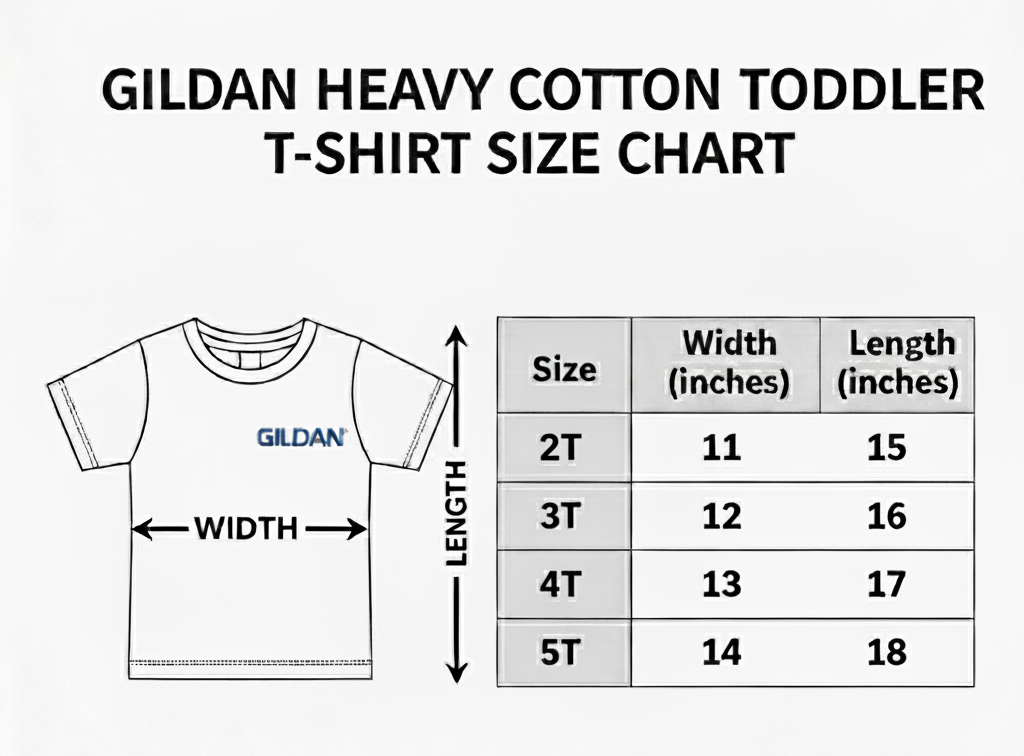 Gildan Heavy Cotton Toddler T-Shirt Size Chart
